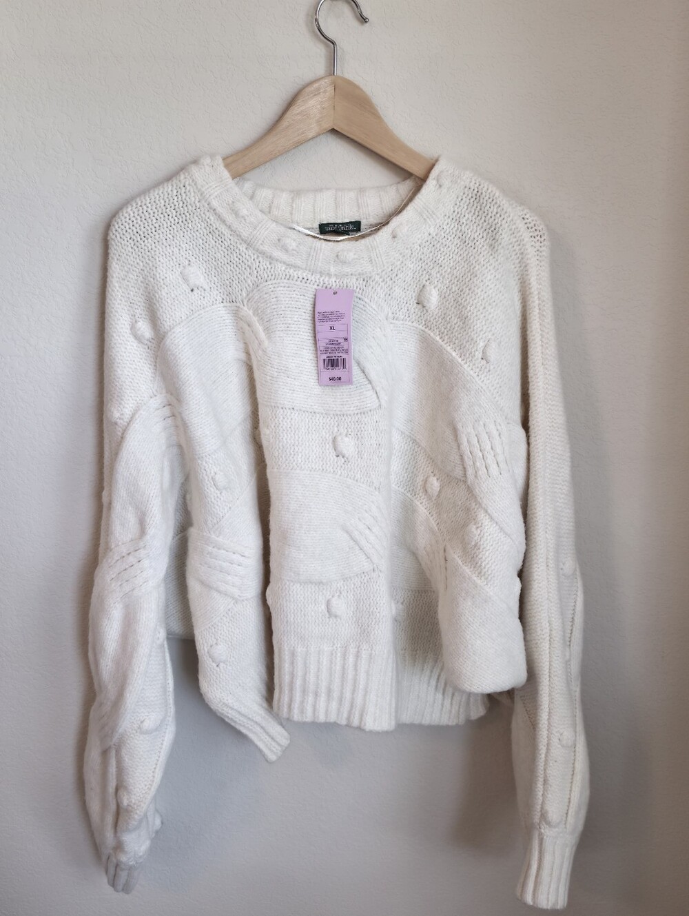 wild fable Cream Bobble Knit Batwing Crew Sweater NWT XL